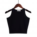 Madinga Nauja Moteri&scaron;ka Sexy Cotton Crop Top Crop Bustier Daugiaspalvė Be rankovių Apkarpyta Blusas liemenė, 14 spalvų kamienas XS juoda