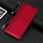Prabangus odinis piniginės atverčiamas knygos dėklas, skirtas Samsung Galaxy S23 Ultra S22 S21 Plus A04s A53 Xiaomi Redmi Note 11 10 iPhone 14 13 12 11 Pro Max mink&scaron;tas dangtelis For Samsung Galaxy A04s raudona