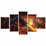 Moduliniai paveikslėliai Drobės sienelės menas 5 skydas Fire Dragon World Of Warcraft Žaidimo paveikslai Spausdintas plakatas Svetainės namų dekoravimas 40x60cm*2 40x80cm*2 40x100cm*1