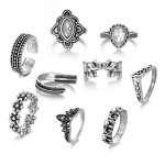 Noble Elegant Vintažinis žiedas su deimantais Moteri&scaron;ki papuo&scaron;alai Universalūs aksesuarai Madingi žavesio žiedų rinkinys sidabras