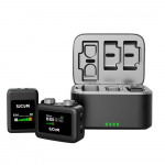 Sjcam M1 belaidžio mikrofono sistema su 1 imtuvu ir 2 mikrofonais, LCD ekranas 50M perdavimas 1 Receiver & 2 Microphones juoda