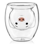 Verre &agrave; Double Paroi cochone tasse caf&eacute; th&eacute; mug originale cochon