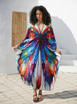 EDOLYNSA glostantis moteri&scaron;kas Kaftan Bohemian ilgas suknelės chalatas, per didelis Moo Moo Dress maudymosi kostiumėlis, pridengtas poilsio drabužis Q1634 One Size įvairiaspalvis