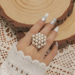 Nauji korėjieti&scaron;ki baltų gėlių žiedai moterims, merginoms, paauksuoti reguliuojami žiedai Anillos vestuvių sužadėtuvių vakarėlio žiedas Valentino dienai 9