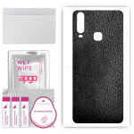 apgo Protective Skin Sticker for the back compatible with vivo Y17, Wrap Film, Foil, Vinyl - Pattern Black Leather