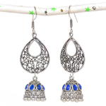 Natural Indian Look Jhumki Gemstone Silver Tribal Bali Earring 2.80 z2j69