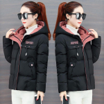 Women Winter Jacket Casual Hooded Thick Down Cotton Padded Female Jacket Short Coat Slim Warm Outwear XXXL brown