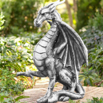 Vėjas ir oras didelė vidaus / lauko viduramžių drakono statulos kiemo dekoracija