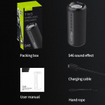 S46 Galingi Bluetooth Belaidžiai Garsiakalbiai Garso Centras Ne&scaron;iojamas Mini Žemų Dažnių Garsiakalbis Spalvinga Garso Sistema 18.2*8*8cm juoda