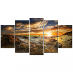 Wall Art HD spausdinimas 5 dalių moduliniai paveikslėliai kalnai saulėlydžio peizažas Modernūs dekoratyviniai paveikslai Namų miegamojo dekoro plakatai be rėmelio 40x60cm*2 40x80cm*2 40x100cm*1