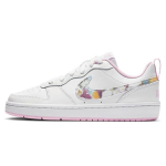 Nike Court Borough Low 2 SE GS Gėlėtas Swoosh Vaikų sportbačiai Balti &Scaron;viesiai Arktiniai Rožiniai Daugiaspalviai CK5426-100 36