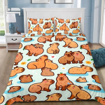 Kapibaros Antklodės Užvalkalų Rinkinys 3D Dekoras Mielas Spaudinys Patogus Rinkinys Tamsus Stilius Kvėpuojanti Patalynė Paaugliui Vaikams 135x200cm