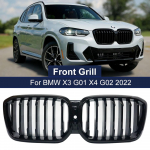 Vienos linijos ABS priekinio gaubto inkstų grotelių blizgios juodos lenktyninės grotelės, skirtos BMW X3 X4 G01 G02 LCI 2022+ automobilio stiliaus keitimui With Hole