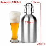 2L 64oz Alaus butelis Namų alaus gamyba Ki&scaron;eninis buteliukas Pasidaryk pats Baro įrankiai Sidabrinis nerūdijančio plieno alaus butelis