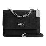 Coach Klare 22 Sidabro Metaliniai Aksesuarai Įspausta Oda su Krokodilo Ra&scaron;tu Crossbody Peties Rankinė Mažos Moteri&scaron;kos Rankinės Juoda CC840-SVBK Gift Box Sets (Basic Set+Black Box)