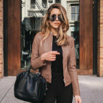 Moteri&scaron;ka pavasario rudens PU striukė su užtrauktuku, odinė madinga trumpi ploni, tvirti megztinio kostiumo vir&scaron;ūnės XXL chaki