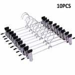 10/20 vnt., neslystančios, tvirtos metalinės segtukų pakabos, chromo, kelnių paltai, sijonų kabykla 10PCS