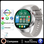 2023 m. naujas NFC i&scaron;manusis laikrodis vyrų balso skambučių sporto laikrodžiai GT4 Pro Compass GPS Tracker vandeniui atsparus i&scaron;manusis laikrodis silicone strap sidabras