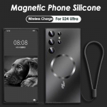 Belaidžio įkrovimo telefono dėklo dangtelis, skirtas Samsung galaxy S24 Ultra s23Plus Magsafe magnetinis telefono silikoninis mink&scaron;tas dėklas For S24 Ultra juoda