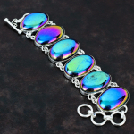 Rainbow Mystic Fire labradorito apyrankė 925 sterlingų sidabrinė apyrankė brangakmenių papuo&scaron;alų reguliuojama grandinėlė apyrankė rankų darbo papuo&scaron;alai dovanoms Adjustable