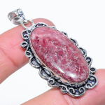 Natural Rhodonite Gemstone Handmade 925 Sterling Silver Pendant 2.17 z9t19