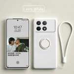 Prabangus skysto silikono žiedo stovo apvalkalas, skirtas Redmi POCO X6 Pro Cover, atsparus smūgiams Xiaomi K70E buferio nugaros apsaugos dangtelis For POCO X6 Pro juoda