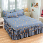 2/3 Pcs Double Layer Lace Bed Skirt Fully Thickened Cotton Bed Linen Floral Bedspread on The Bed for Queen King Size Bedding Set