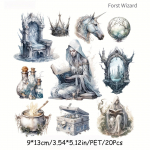 Nauji 20 lapų vintažiniai gotikiniai raganos dekoratyviniai koliažo lipdukai, pasidaryk pats i&scaron;karpų knygelės reikmenys Frost Wizard