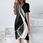 Paplūdimio suknelės moterims Pavasarį Vasarą Eleganti&scaron;ka apvyniojama V kakleliu gėlėta Boho suknelė Flowy Ruched Havajų Maxi L juoda