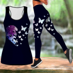 &bdquo;Love Print&ldquo; jogos apranga moterims, madingos treniruočių tamprės, fitneso sportinės laisvalaikio jogos komplektas, sportinis kostiumas XS juoda