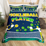 Pickleball antklodės užvalkalas viso dydžio kamuoliukas, sportinis žaidimų patalynės komplektas geltonas baltas kabučių antklodės juodas mikropluo&scaron;to antklodės EU Single(135x200cm)