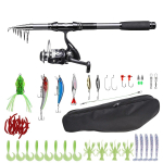 DEUKIO FISHING ne&scaron;iojamas me&scaron;kerės ir ritės kombinacijos anglies pluo&scaron;tas su jaukų priedais kelionėms, druskai ir gėlam vandeniui 18m Rod Full Set