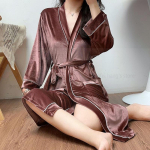 Chalatas Velvet Naktiniai mar&scaron;kiniai Moteri&scaron;ki namų drabužiai su ki&scaron;enėmis Rudens ir žiemos liemenė Ilgomis rankovėmis Kimono chalatas Suknelė 2XL