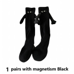 Poriniai medvilninės kojinės su magnetiniu prisisiurbimu, ranka rankoje kojinės, juodos, baltos, unisex, susikibusios rankomis, ilgos kojinės