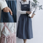 Medvilninė ir lininė prijuostė be rankovių virtuvės audinys maistui gaminti. Suaugusiesiems skirtos mielos Pinafore prijuostės nuo užsiter&scaron;imo Kitc pink