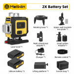 MELLWIN Profesionalus 16 linijų 4D lazerinis nivelyras su APP nuotoliniu valdymu &ndash; 360&deg; horizontalus ir vertikalus savaime i&scaron;siniveliuojantis žalio spindulio lazerinis įrankis 2xBattery Set