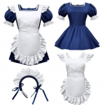 2025 Angelic Maid Tamsiai mėlynos spalvos Lolita suknelės komplektas - Mielas japoni&scaron;kas cosplay kostiumas 2XL