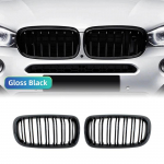 Blizgios juodos anglies stiliaus priekinės inkstų dvigubos grotelės BMW X5 F15 X6 F16 X5M F85 X6M F86 automobiliui