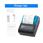 58 mm Mini ne&scaron;iojamas terminis čekių spausdintuvas Mobilus belaidis Bluetooth bilietų spausdintuvas Android, iOS, Windows sistemoms Čekių spausdintuvas Printer Set2 blue