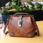 Vintage Rivet Tote Rankinė Moteri&scaron;ka PU odos Crossbody Bag Retro kontrasto spalvos pečių krep&scaron;ys moterims Dizainerinės rankinės su užrakinamais rankenos mai&scaron;eliais vir&scaron;uje