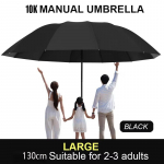 130cm Itin didelis trigubai sulankstomas skėtis nuo lietaus ir saulės Efektyvi apsauga nuo lietaus Efektyvus atsparumas vėjui Atsparumas UV spinduliams juoda