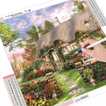5D &bdquo;pasidaryk pats&ldquo; viso kvadrato deimantų tapyba kra&scaron;tovaizdžio vėjo malūnėlis ir gėlės kri&scaron;tolinė mozaikos siuvinėjimas kryželiu 40*40 cm