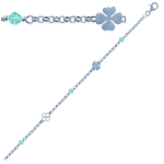 Les Tr&eacute;sors De Lily [G6315] - Bracelet Argent 'Ronde de la Chance' turquoise argent&eacute; - 7 mm