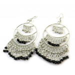 Les Tr&eacute;sors De Lily [N8352] - Boucles Cr&eacute;ateur 'Kilimanjaro' noir argent&eacute; sidabras