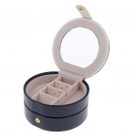 Multi layer PU Leather Portable Jewelry Storage Display Case Box White tamsiai mėlyna spalva