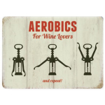 Les Tr&eacute;sors De Lily [Q9201] - Magnet m&eacute;tal r&eacute;tro 'Aerobics for Wine Lovers' beige noir - 9x6. 5 cm