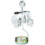 Les Tr&eacute;sors De Lily [R0555] - Bougeoir carrousel m&eacute;tal 'Cerf' argent&eacute; (&eacute;toiles) - 16x6. 5 cm sidabras