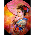 Deimantinis paveikslas japoni&scaron;kas kabuki 5d pasidaryk pats mozaikinė mergina graži siuvinėjimas portretas namų dekoro sienos lipdukas Full Round 20X30CM raudona