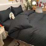Keturių dalių patalynė antklodės užvalkalas, skalbtas antklodės užvalkalas, languotas patalynės komplektas 2m 4pcs