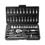 53 vnt. reketinio veržliarakčio ir lizdo įrankių rinkinys 1/4 colio pavaros atsuktuvo taisymo rinkinio kombinuotas lizdas 46pcs & Black Toolbox